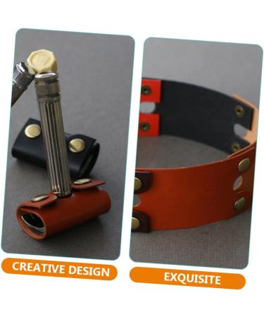 Plafope Leather Razor Storage Case - 2-Piece Protective Shell for Smooth Razor | Durable Brown 8.5x4.5cm - Buy Online on SooperMarket.com