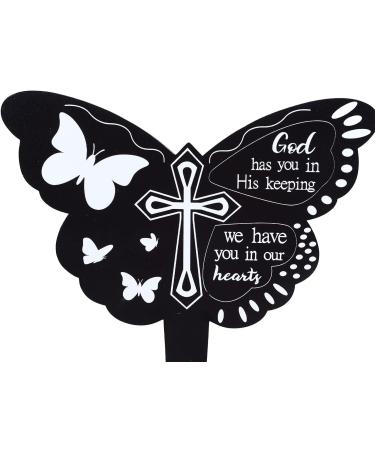 Memorial Stake Plaque Markers Graveyard Decoration Garden for Butterfly Black Plaques - Buy Online on SooperMarket.com