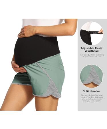 Foucome Maternity Quick-Dry Over Belly Yoga Shorts - Green/Grey, Small - Buy Online on SooperMarket.com