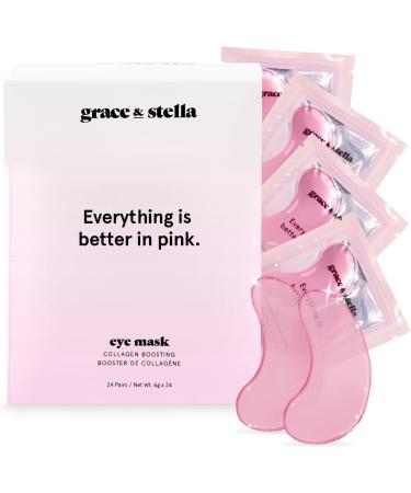 Eye Wrinkle Pads & Patches with Hyaluronic Acid for Dry Under Eyes (24 Pairs  Pink) Gel Under Eye Masks to Reduce Dark Circles  Puffy Eyes  Undereye Bags  Wrinkles Vegan Cruelty-Free- grace and stella