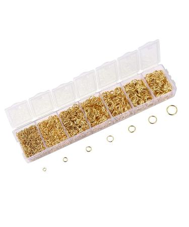 LANBEIDE 2296Pcs Jump Rings Gold Plated Jewelry Connectors Chain Links 3mm 4mm 5mm 6mm 7mm 8mm 10mm Box Set Open Jump Rings Gold for Necklace Repair