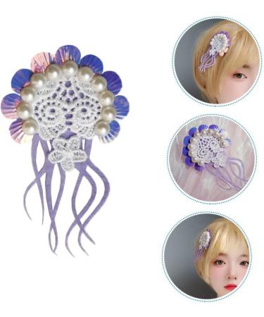 FOMIYES Fake Jellyfish Hair Clip Floral Pearl Hair Clip Pearl Snap Clips Pearl Hair Barrettes Hair Barrettes for Girls Jellyfish Hairpin Purple Vacation Hair Tie Holder Beach Faux Pearls - Buy Online on SooperMarket.com
