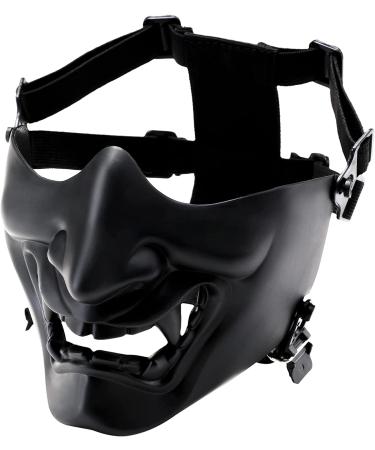 Airsoft Protective Half Face Mask for Halloween Cosplay - Tactical Prajna Face Hannya Oni Demon Knight Design - Buy Online on SooperMarket.com