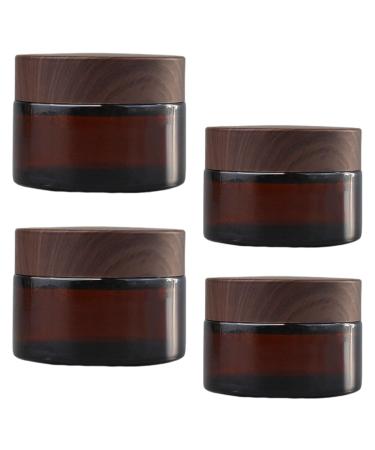 Tuakimce 4 pieces 20ml 30ml glass cream can empty empty cans clear tap empty bastard empty containable container glass container with lid and liner for lotion cream cosmetics 4 pieces-20ml/30ml amber wooden grain cover bottle