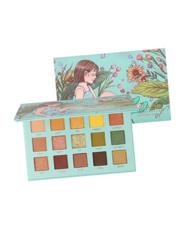PLAFOPE 1pc 15 Lustre Eyeshadow Portable Compact Use Practical Pallet Pearly Women for Green Female Colors