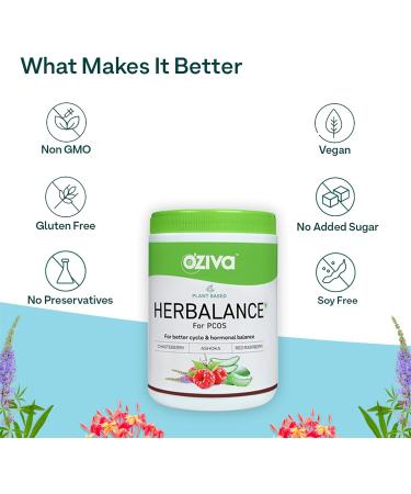 OZiva HerBalance for PCOS (Chasteberry Shatavari Red Raspberry Ashoka) - Hormonal Balance 250g (Pack of 1) - Buy Online on SooperMarket.com