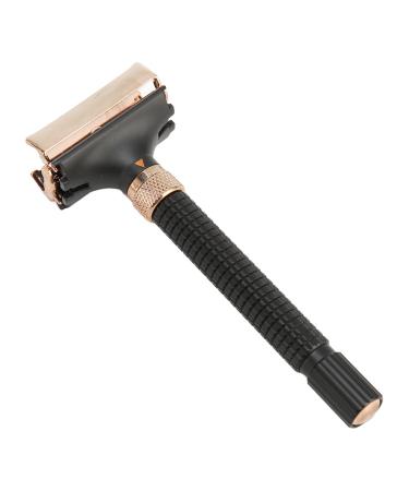 Double Edge Razor Handle Reusable Metal Safety Handle for Men and Women Black