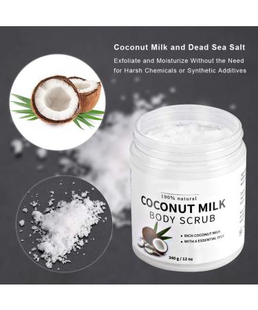 Buy Coconut Milk Body Scrub & Peeling Cream | 340g Moisturizer & Brightening Gel - International Shipping Available - Buy Online on SooperMarket.com