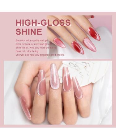 RARJSM Cat Eye Gel Nail Polish Set with Magnet Stick 9D Galaxy Velvet Silver Glitter Nude Purple Pink Red Champagne Gold Brown 6 Colors Ice Jelly Gel Polish UV LED Curing Requires Soak Off Home Salon Nude Cat Eye Set - Buy Online on SooperMarket.com