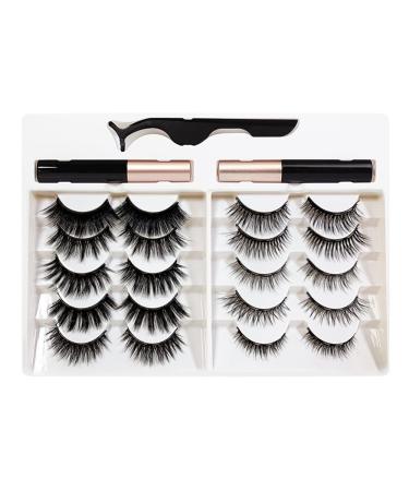 Desikixudy Magnetic Eyelashes with Eyeliner Kit 10 Pairs Reusable Magnetic Eyelashes 3D Magnetic False Eyelashes(A)