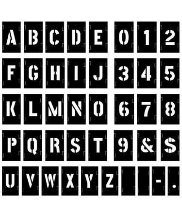Attisstore Painting Stencil Set, 1 inch Plastic Letters and Numbers Interlocking Stencil Kit 138 Pieces, Black 1inch