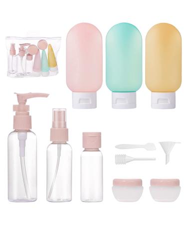 Travel bottles to fill plastic bottles Set 11 Portable travel set with spray bottles pumping bottles and cream jar.