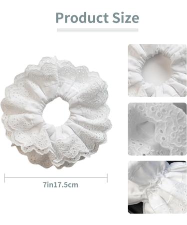 JEKUGOT Large White Lace Scrunchies for Women - Soft Elastic Hair Bands Thick Hair Ties Bobbles Ponytail Holders - Lolita Bulk Scrunchie Accessories for Ladies & Girls - Buy Online on SooperMarket.com