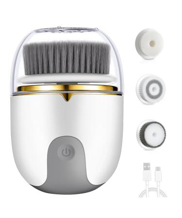 1PC Facial Cleansing Brush 2 Modes Waterproof Electric Face Scrubber Facial Cleanser Brush USB Rechargeable Exfoliating Face Brush Cleanser with 3 Heads for Exfoliating Cleansing Massaging