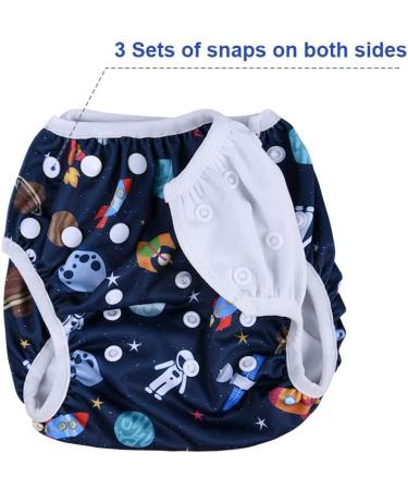 Vicloon Reusable Baby Swimming Diapers - Adjustable & Washable 2-Pack (0-3 Years) - Blue Universe/White Robot - Buy Online on SooperMarket.com