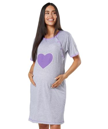 HAPPY MAMA Women's Maternity Hospital Gown Nightie Labour & Birth 220 8-10 Light Purple