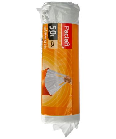 Paclan garbage bags with handle 20 x 50L 20 pieces Paclan garbage bags with handle 20 pieces (1 pack) Transparent