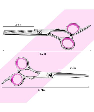 Professional 10 Pcs Barber Kit Hair Cutting Scissors Set | Hairdressing & Thinning Scissor Set for Women - Pink - Buy Online on SooperMarket.com