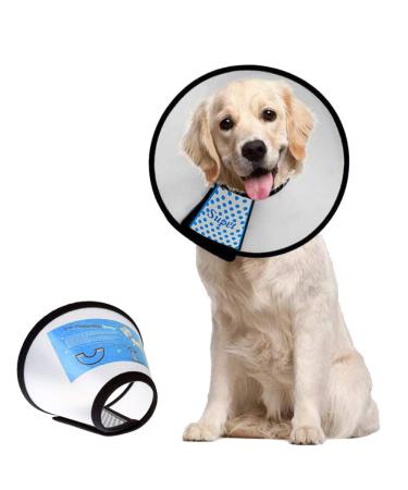 Supet Dog Cone Adjustable Pet Cone Pet Recovery Collar Comfy Dog Cat Cone Collar Protective Collar for After Surgery Anti-Bite Lick Wound Healing Safety Practical Plastic E-Collar White L (Neck:13.5-19.0 in)