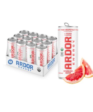ARDOR ENERGY Sparkling Water Pink Grapefruit 12 pack with 100mg Organic Caffeine from Green Tea & 200mg Organic L-Theanine (Focus & Calm). No Sugar. No Calories. Vegan. Gluten Free. Pink Grapefruit 12 Fl Oz (Pack of 12)