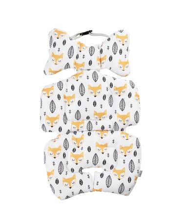 Infant Car Seat Insert KAKIBLIN Baby Stroller Liner Head and Body Support Pillow Infant Seat Pad Carseat Neck Support Cushion for Toddler Yellow Fox