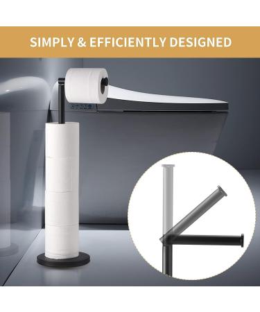 LAYUKI Free Standing Toilet Paper Holder in Matte Black Stainless Steel - Rustproof Bathroom Tissue Roll Stand - Buy Online on SooperMarket.com