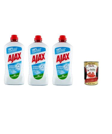 3 x Ajax Detersivo Pavimenti Classic Floor Cleaner Hygiene and Freshness 950 ml + Italian Gourmet Polpa 400 g