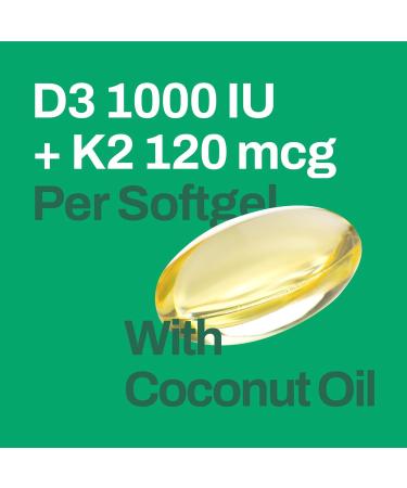Vitasave Vitamin D3 & K2 Softgels - High Potency 1000 IU D3 & 120 mcg K2 (240 Softgels) 240 count (Pack of 1) - Buy Online on SooperMarket.com