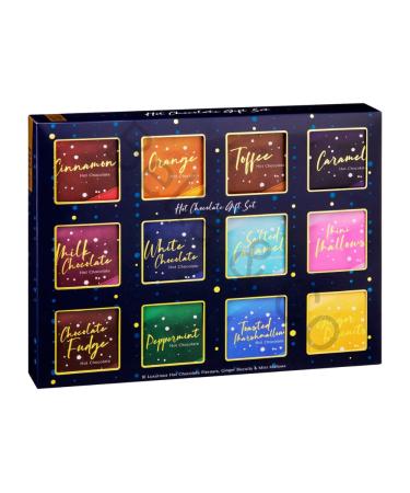 Hot Chocolate Gift Set Limited Edition | 12 Options Hot Chocolate Collection Includes 10 Boxes 1 Gingerbread & 1 Mini Marshmallows for Hot Chocolate | Hot Chocolate Gift Sets | 180g