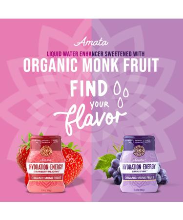 Amata Water Enhancer | Water Flavoring Drops | Perfect for Keto - Low Carb | Grape & Strawberry Natural Water Flavoring | Zero Calories | Organic Monk fruit Flavored Drops - (Pack of 2 - Each 2oz) Grape & Strawberry - Pack - Buy Online on SooperMarket.com
