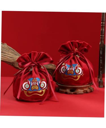 HOMSFOU 2pcs Candy Bag Packaging Bag Wedding Candy Bags Candy Bags for Wedding Decorative Candy Pouches Drawstring Candy Bags Gift Bags Wedding Decor Portable Candy Pouch Festival Supply Red 15x12cm - Buy Online on SooperMarket.com
