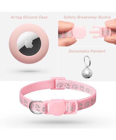 Lafayi 2 Pack Cat Collar with Bell & Reflective GPS Tracker | Personalized Pink Airtag Case & Safety Clasp | International Shipping Available - Buy Online on SooperMarket.com
