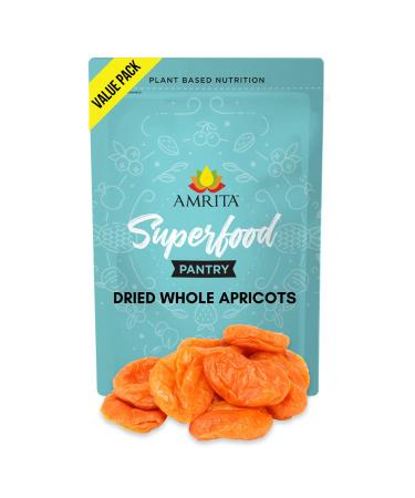 Amrita 1lb Dried Apricots No Sugar Added - Preservative Free SEASONAL/LIMITED Whole Apricot for Snacking & Baking - Non GMO Gluten Free - Dehydrated and Packed fresh in Resealable Bulk Bags