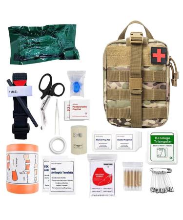 MineUp first aid set outdoor 46 pieces first aid trauma set survival set first aid kit first aid kit military medical bag for camping hunting hiking at home car and adventure yellow