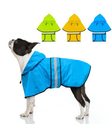 Weesiber Dog Raincoat - Waterproof Dog Rain Coat Adjustable Reflective Dog Rain Jacket Lightweight Dog Poncho Dog Slicker for Dog Walking (Medium Blue) Medium Blue