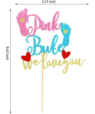 Arthsdite 1Pc Pink or Blue We Love You Cake Topper with Footprint Gender Reveal Cake Decorations for Baby Shower Gender Reveal Theme Kids Boys Girls Birthday Party Decoration Supplies Pink Or Bule Cake Topper - Buy Online on SooperMarket.com