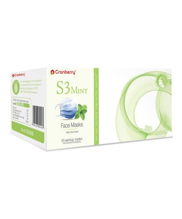 S3090B Cranberry Series S3090 Mint Scented Earloop Face Mask Blue (Pack of 50) Blue 50