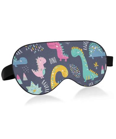 Haskirky Light Blocking Eye Mask Breathable and Adjustable Adult Men and Women Travel on Business Trips Yoga Meditation Light Smooth Comfortable Eye Mask Office Deep Sleep Goodies Kids Dinosaurs