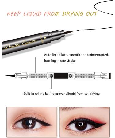 Enfuntins Eyeliner Stamp Set - 6 Pcs Double-Ended Liquid Eye Liner Pen, Waterproof & Smudge-Proof, Long-Lasting Tattoo Eye Makeup with Winged, Smiley, Star, Moon, Heart, and Flower Designs - Buy Online on SooperMarket.com