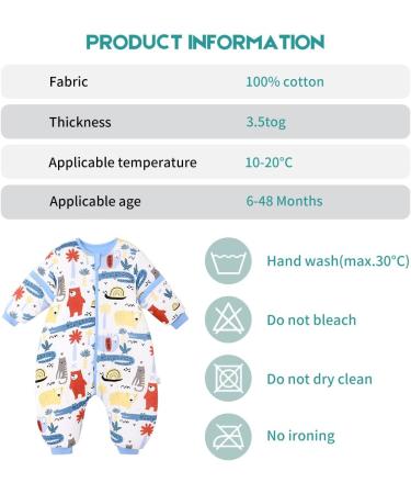 ChicSky Baby Sleeping Bag with Legs - 3.5 Tog Winter Organic Cotton Wearable Blanket for Toddler, 3-5 Years - Bear Design - Buy Online on SooperMarket.com