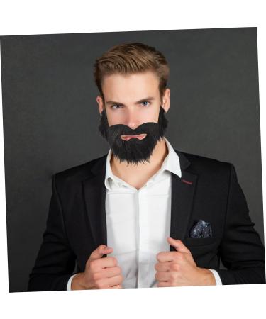 2pcs Fake Beard Party Supplies for Adults Halloween Decor Prom Decor Old Man Stick-on Mustache Fake Beard Costume Halloween - Buy Online on SooperMarket.com
