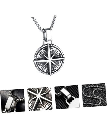 CHILDWEET 1pc Compass Necklace Mens Necklace Mens Pendants Vintage Star Necklace Man Stainless Steel Jewelry - Buy Online on SooperMarket.com