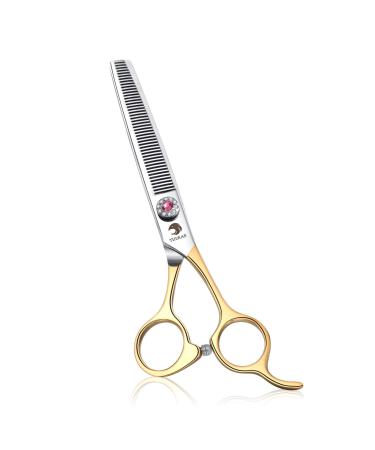 TIJERAS 6.5 Inch Professional Pet Dog Cat Grooming Shears Scissor Light Weight Multicolor Japan 440C Stainless Steel D-Gold Thinning