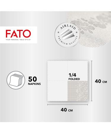 FATO Airlaid Dry Paper Napkins - 50 Pack 40x40cm Textile Effect Dove Gray Drip Design - Perfect for Elegant Events - Buy Online on SooperMarket.com