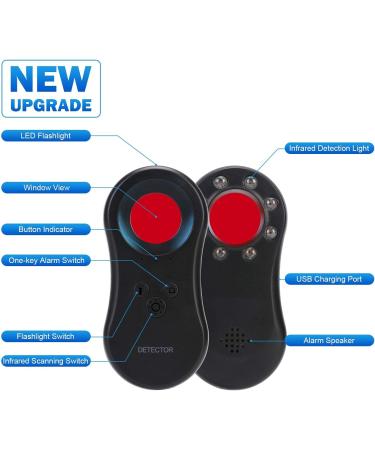 Pocket-Sized Hidden Camera Detector | LED Device Finder with Infrared Viewfinders | Anti-Spy Camera Locator with Chargeable Anti-Theft Alarm for AirBnB, Hotels, and Bathrooms - Buy Online on SooperMarket.com