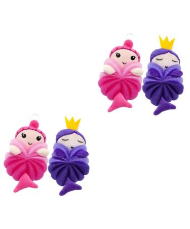 Angoily 4 Pcs Bath Ball Luffa Shower Sponge Loofah Kid Exfoliating Sponge Body Scrubbers Cartoon Bath
