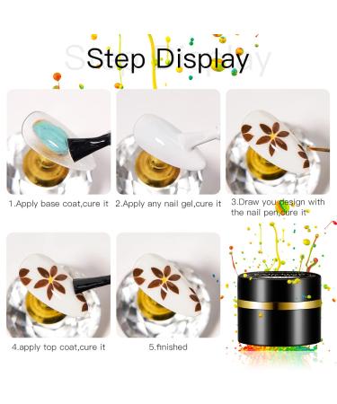 MEET ACROSS 12 Colors Painting Gel Nail Polish Kit with Drawing Brush Pen | Soak Off UV LED Gel Set for Nail Art Design - Buy Online on SooperMarket.com