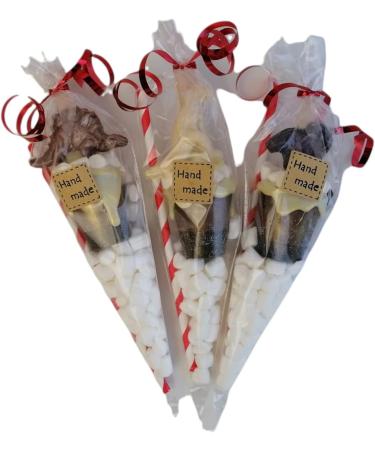 Dinosaur Cone Handmade Gift Set of 3 Belgian Hot Chocolate Stirrers Spoons Stick Individually wrapped - Buy Online on SooperMarket.com