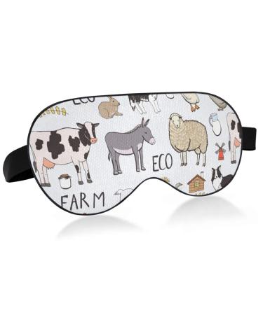Haskirky Light Blocking Eye Mask Breathable and Adjustable Adult Men and Women Travel on Business Trips Yoga Meditation Light Smooth Comfortable Eye Mask Office Deep Sleep Goodies Cool Farm Animals