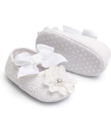 TMEOG 2 x Toddler Flower Shoes with Headband | Non-Slip Soft Baby Girl Shoes for Special Occasions | Size 12-18 Months | Christening, Wedding, Party - White - Buy Online on SooperMarket.com